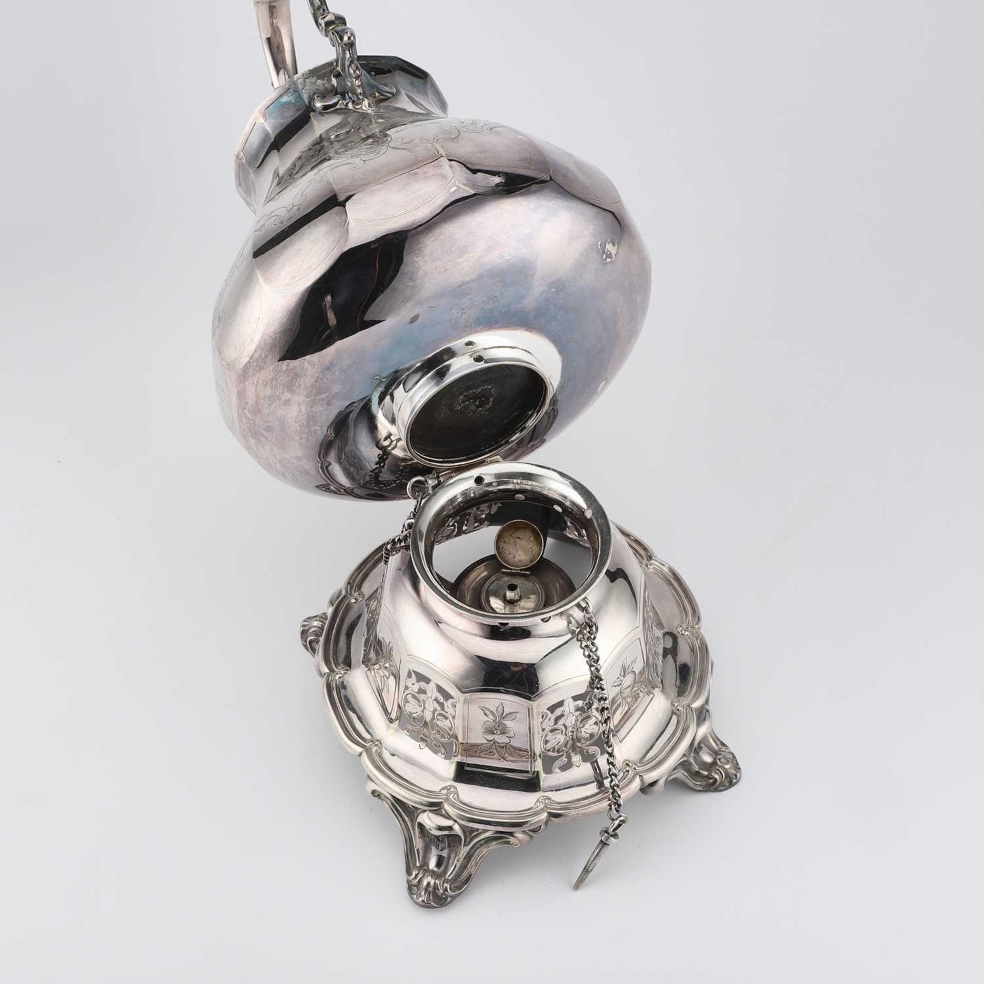 A VICTORIAN SILVER-PLATED SPIRIT KETTLE - Image 2 of 2