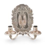 A 17TH CENTURY STYLE SILVER WALL SCONCE