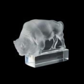 RENÉ LALIQUE (FRENCH, 1860-1945), A 'BISON' PAPERWEIGHT, DESIGNED 1931