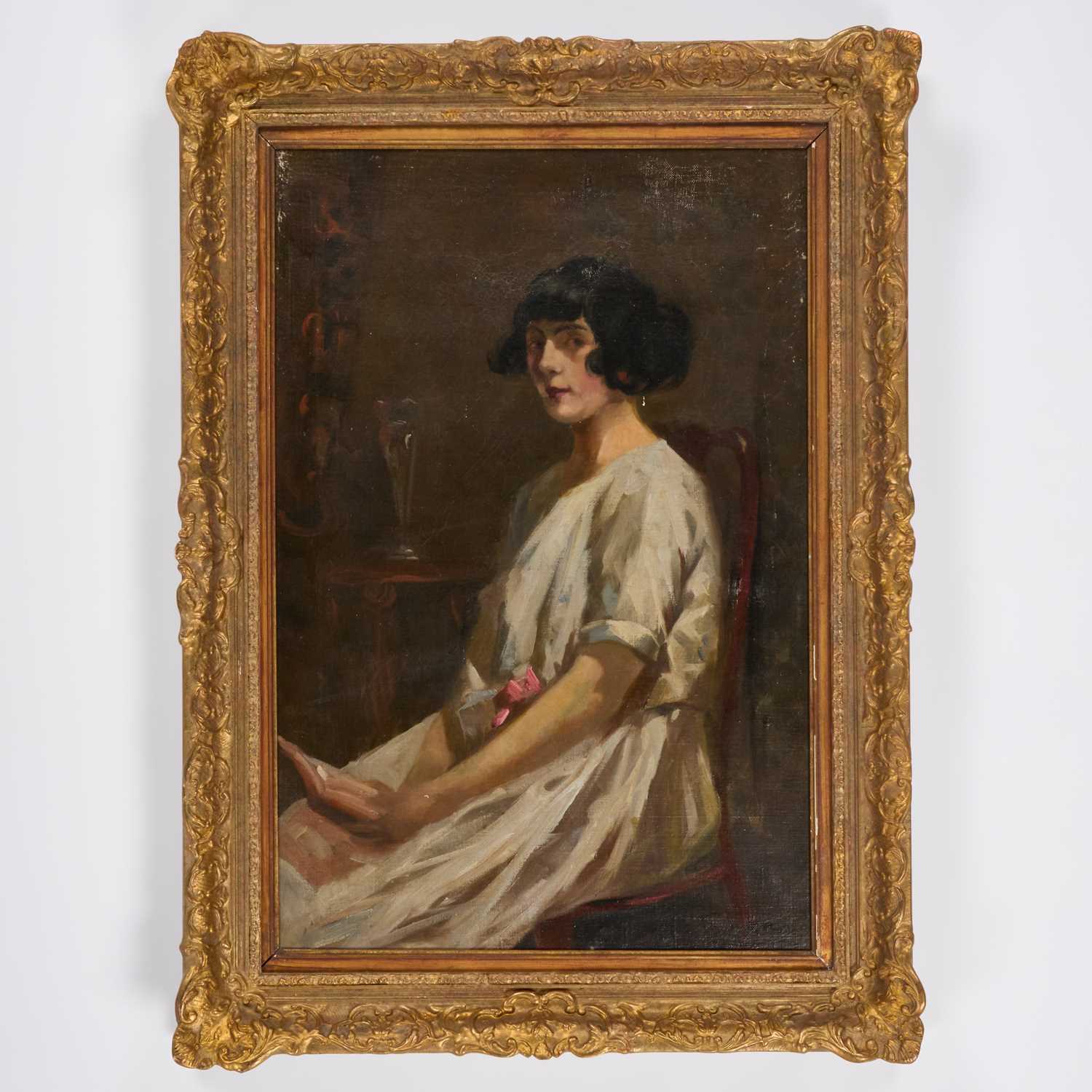 A. FOWLER (EARLY 20TH CENTURY) PORTRAIT OF A SEATED LADY - Image 2 of 3