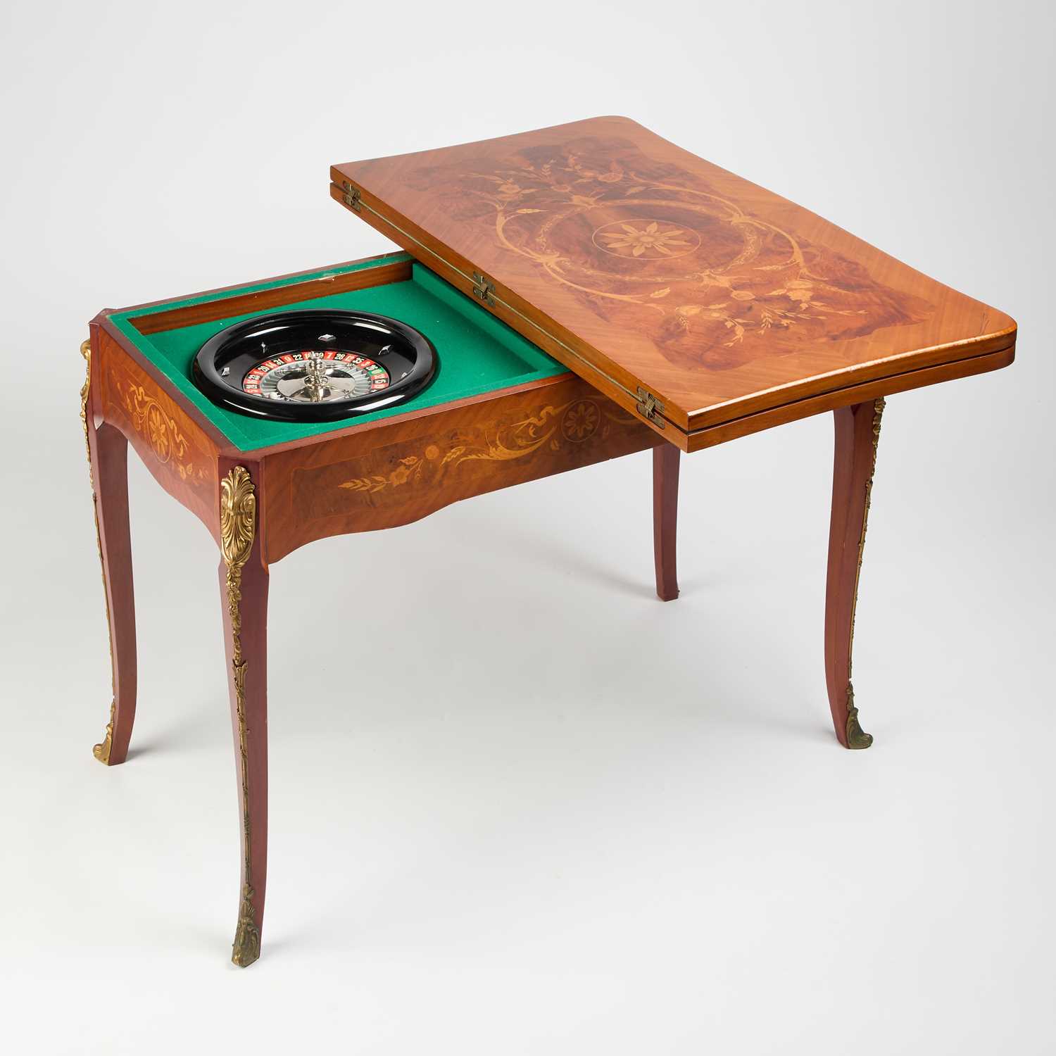 A CONTINENTAL FLORAL MARQUETRY FOLDOVER GAMES TABLE - Image 2 of 4