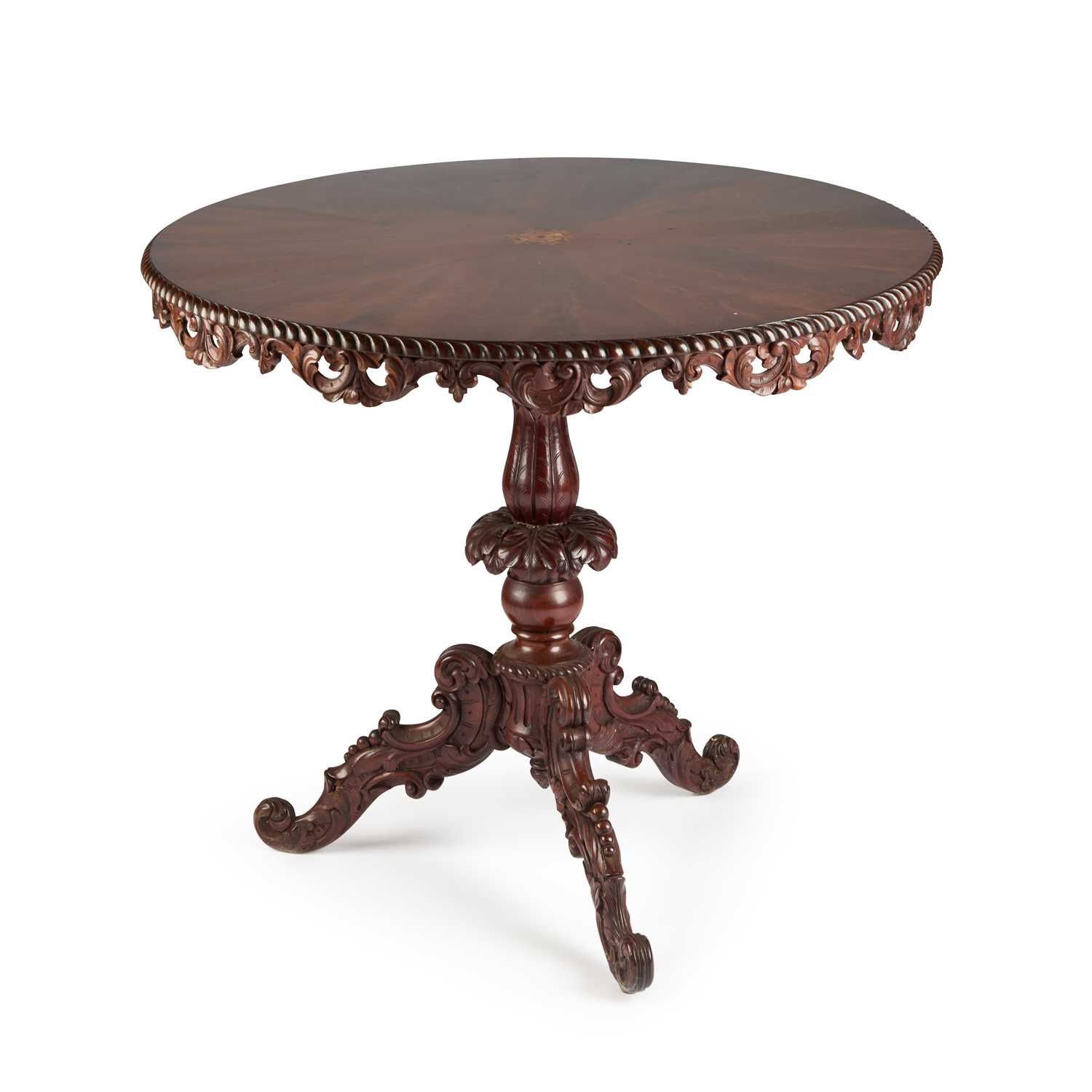 A 19TH CENTURY CONTINENTAL MAHOGANY TRIPOD TABLE