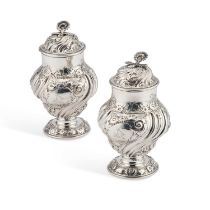 A PAIR OF GEORGE II SILVER TEA CADDIES