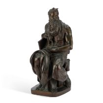 AFTER MICHELANGELO (ITALIAN, 1475-1564), A LARGE BRONZE FIGURE OF MOSES