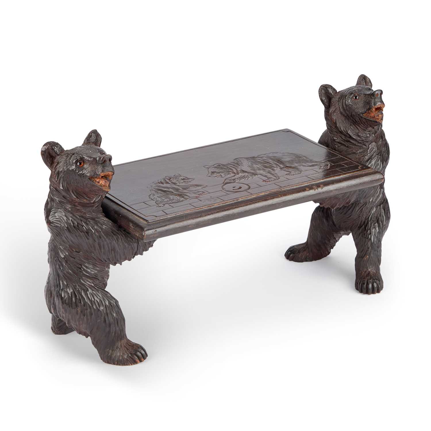 A BLACK FOREST MINIATURE 'BEAR' BENCH OR TABLE, LATE 19TH CENTURY