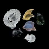 A GROUP OF SIX LALIQUE ANIMAL MODELS