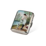 A VICTORIAN SILVER AND ENAMEL CIGARETTE CASE