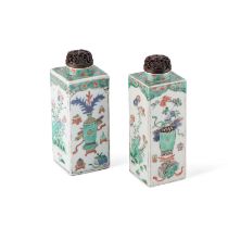 A PAIR OF CHINESE FAMILLE VERTE TEA CADDIES, KANGXI PERIOD