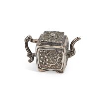 A VICTORIAN SILVER MINIATURE 'CHINESE' TEAPOT