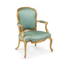 A 19TH CENTURY FRENCH GILTWOOD FAUTEUIL