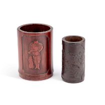 TWO CHINESE CARVED BAMBOO BRUSH POTS, BITONG