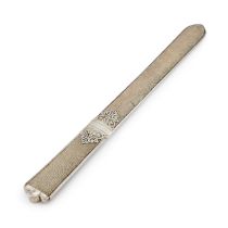 AN EARLY 20TH CENTURY SILVER-MOUNTED SHAGREEN PAGE TURNER