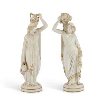 A PAIR OF VICTORIAN PARIAN STATUARY FIGURES