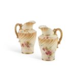 A PAIR OF ROYAL WORCESTER BLUSH IVORY JUGS, DATED 1893