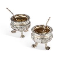 A PAIR OF CHINESE EXPORT SILVER SALTS