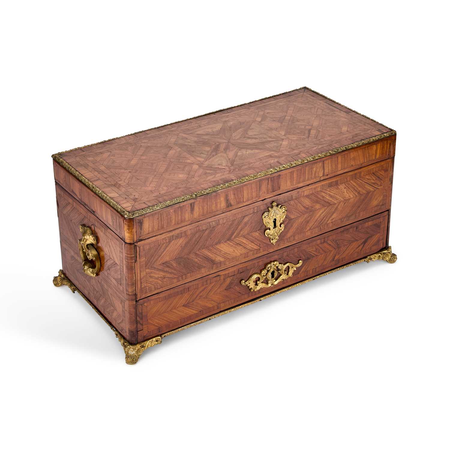 A NAPOLEON III GILT METAL-MOUNTED KINGWOOD JEWELLERY BOX