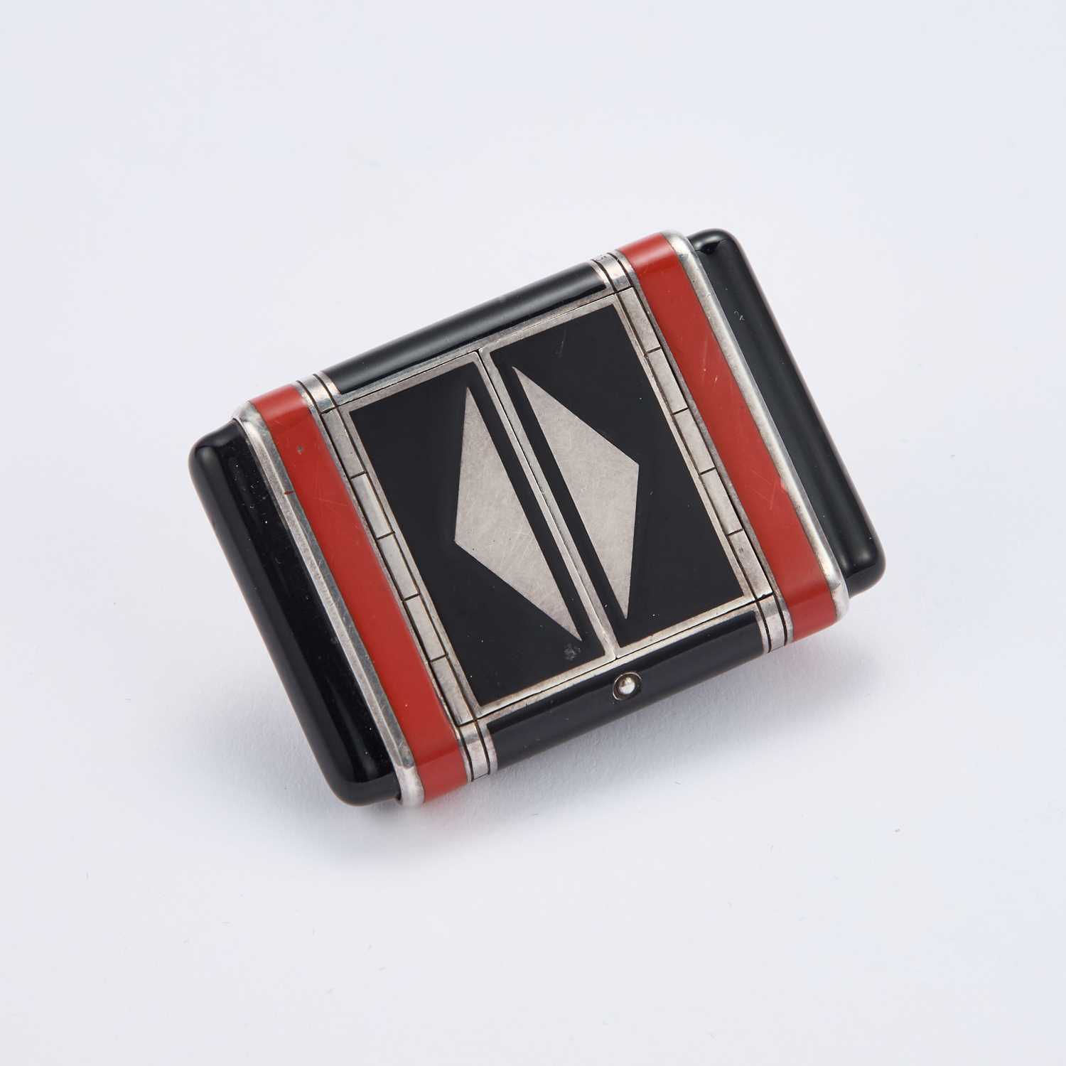 CARTIER: AN ART DECO SILVER AND ENAMEL PURSE WATCH - Image 2 of 2
