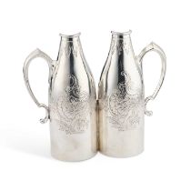 A LATE 19TH CENTURY SILVER-PLATED BOTTLE HOLDER