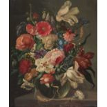 19TH CENTURY EUROPEAN SCHOOL IN THE 17TH CENTURY STYLE STILL LIFE OF FLOWERS IN A VASE
