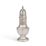 A LARGE GEORGE V SILVER SUGAR CASTER