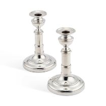 A PAIR OF SILVER-PLATED TELESCOPIC CANDLESTICKS
