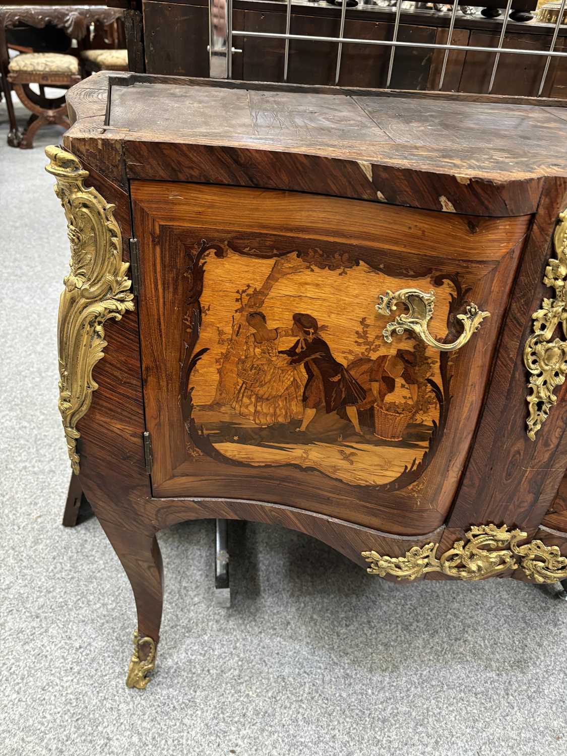 A SMALL 19TH CENTURY FRENCH INLAID KINGWOOD MARBLE-TOPPED COMMODE, STAMPED L. DROMARD, PARIS - Image 7 of 15
