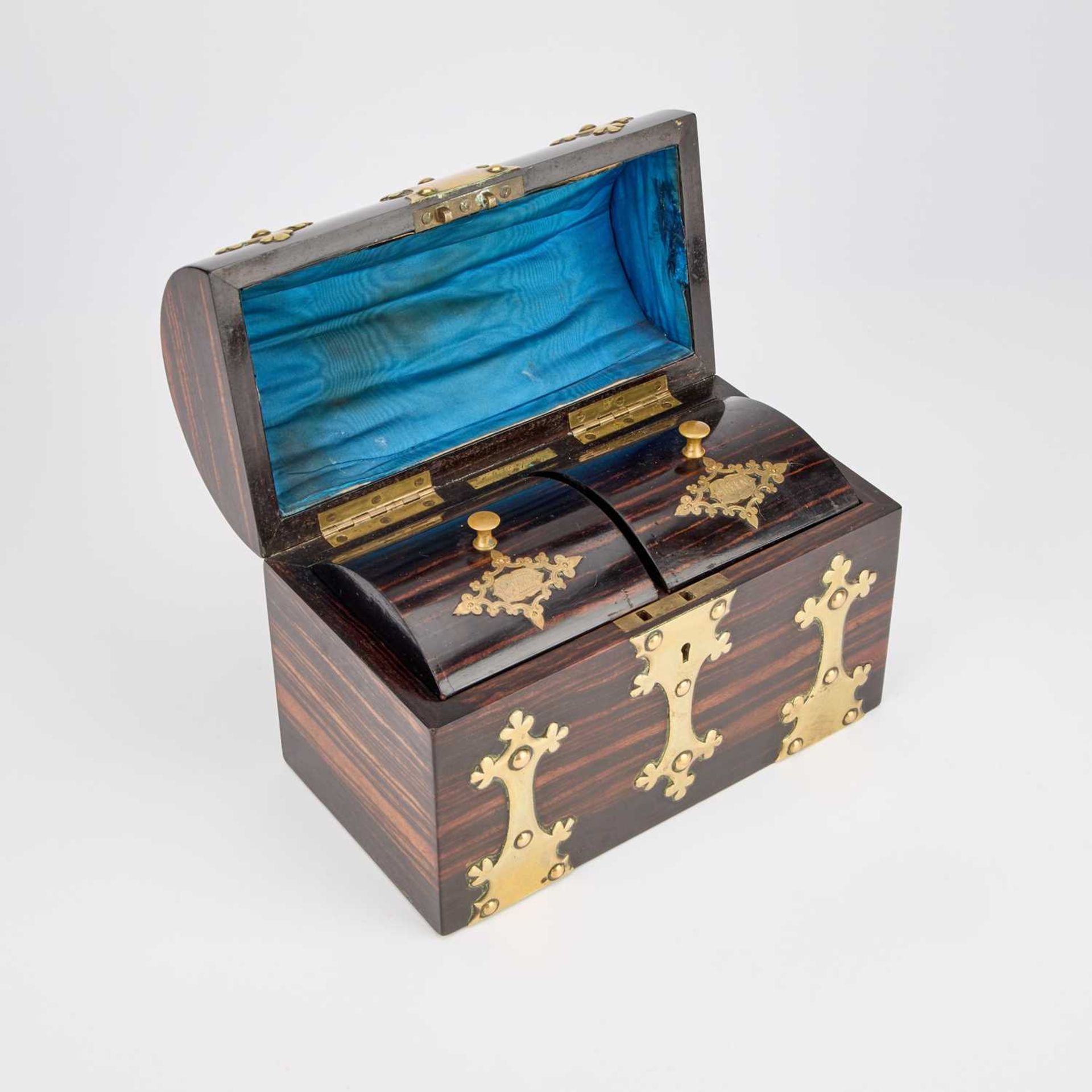 A VICTORIAN BRASS-MOUNTED COROMANDEL TEA CADDY, SIGNED J & G HAYWOOD, DERBY - Image 2 of 6