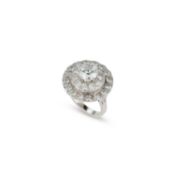 AN 18 CARAT WHITE GOLD AND DIAMOND TARGET RING