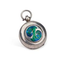 AN ART NOUVEAU SILVER AND ENAMEL SOVEREIGN CASE