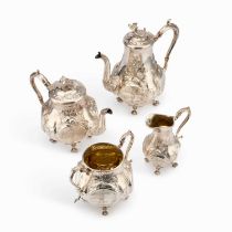 A VICTORIAN SILVER FOUR-PIECE TEA SERVICE