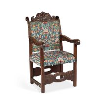 A 19TH CENTURY OAK ARMCHAIR