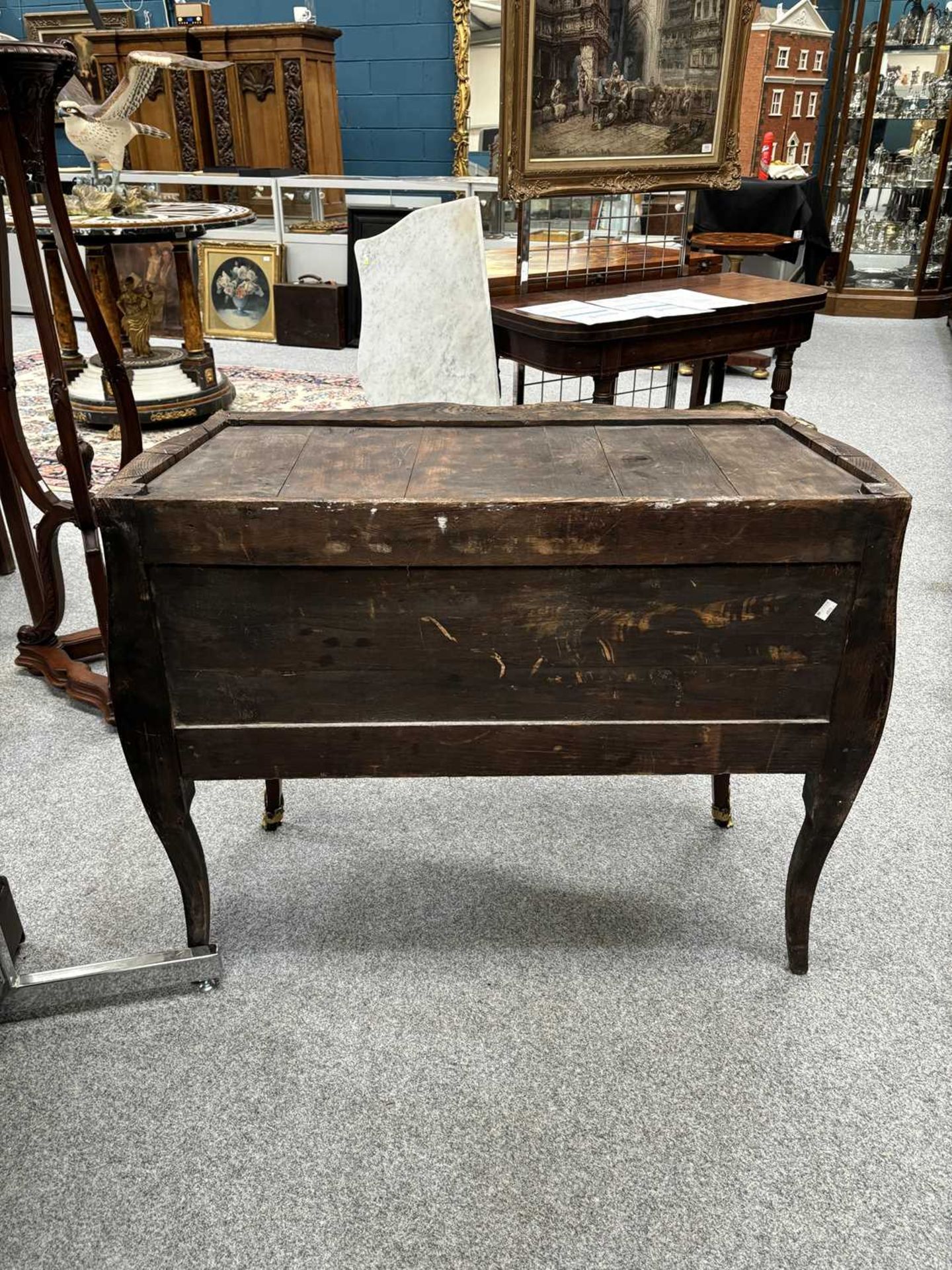 A SMALL 19TH CENTURY FRENCH INLAID KINGWOOD MARBLE-TOPPED COMMODE, STAMPED L. DROMARD, PARIS - Image 8 of 15