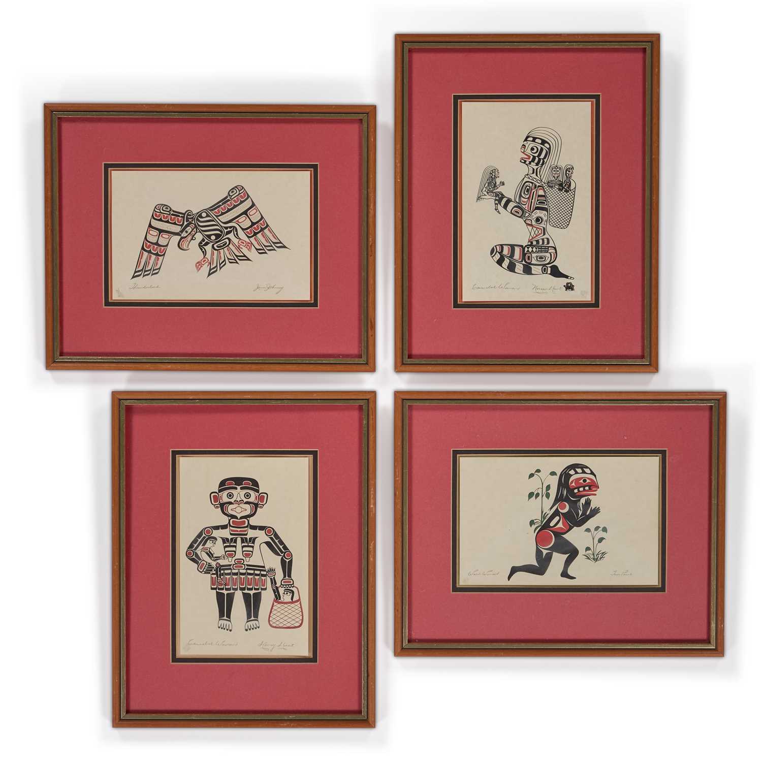 FOUR INUIT LIMITED EDITION PRINTS WILD WOMAN, THUNDERBIRD, CANNIBAL WOMAN AND ANOTHER CANNIBAL WOMA