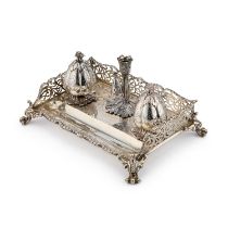 A VICTORIAN SILVER INKSTAND