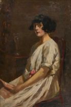 A. FOWLER (EARLY 20TH CENTURY) PORTRAIT OF A SEATED LADY