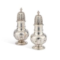 A PAIR OF GEORGE II SILVER CASTERS