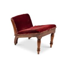 A VICTORIAN MAHOGANY AND UPHOLSTERED GOUT STOOL