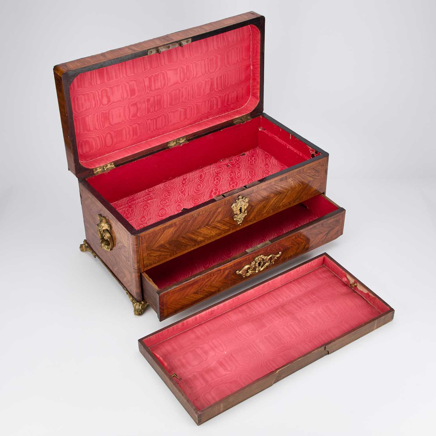 A NAPOLEON III GILT METAL-MOUNTED KINGWOOD JEWELLERY BOX - Image 2 of 2