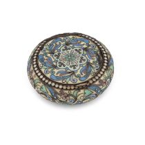 A RUSSIAN SILVER AND CLOISONNÉ ENAMEL SNUFF BOX