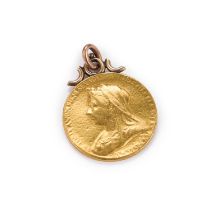 A VICTORIAN 1897 DIAMOND JUBILEE GOLD MEDAL PENDANT