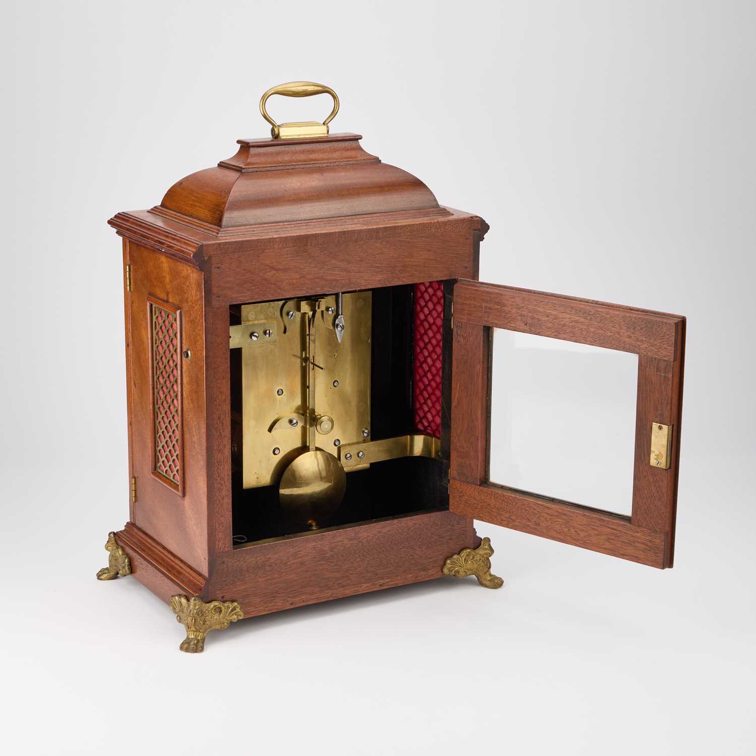 AN 18TH CENTURY STYLE MAHOGANY DOUBLE FUSEE TABLE CLOCK, SIGNED SAMUEL STONE LONDON - Image 2 of 3