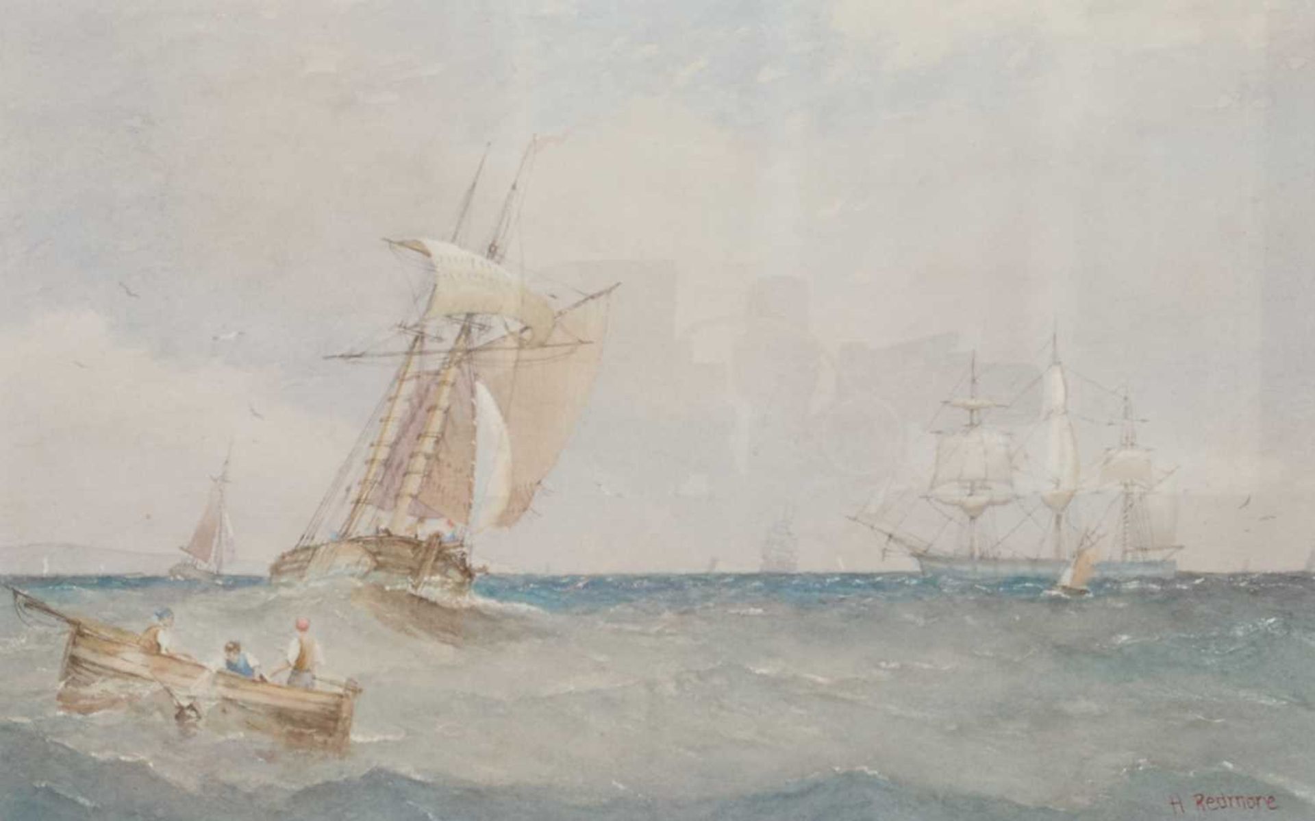 HENRY REDMORE (1820-1887) SHIPS OFF THE COAST