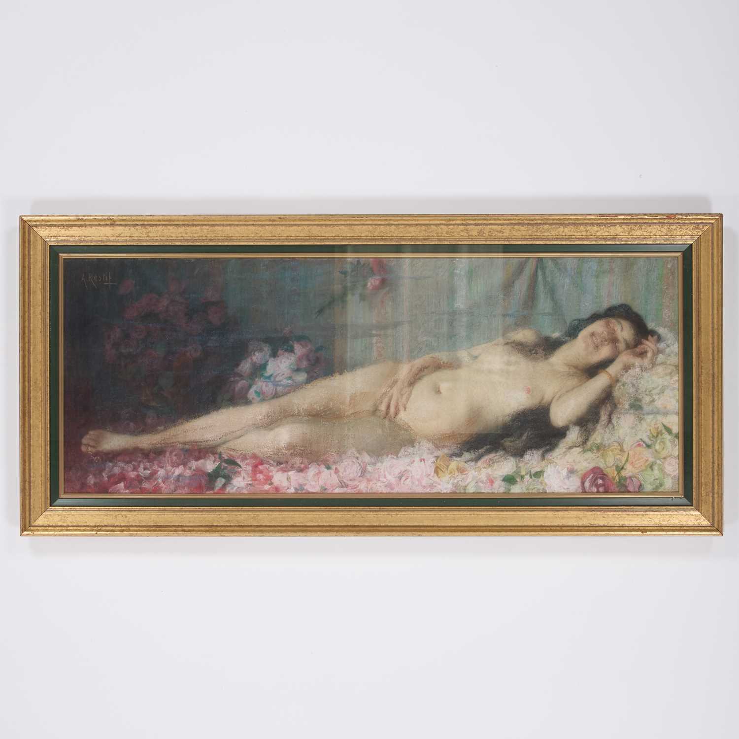A. RESTIF (FRENCH LATE 19TH CENTURY) A NUDE ON A BED OF FLOWERS - Image 2 of 3
