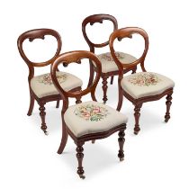 A SET OF FOUR VICTORIAN MAHOGANY BALLOON-BACK DINING CHAIRS
