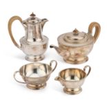 A GEORGE V SILVER FOUR-PIECE TEA SERVICE