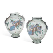 A PAIR OF 19TH CENTURY CONTINENTAL GLASS VASES IN THE CHINESE TASTE