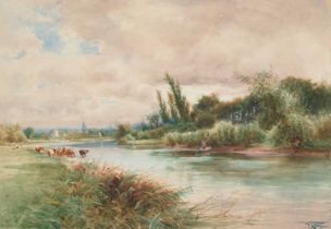 HENRY CHARLES FOX R.B.A. (1855-1929) ON THE RIVER