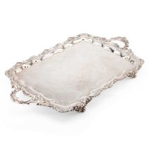 A LARGE VICTORIAN SILVER-PLATED TWO-HANDLED TEA TRAY