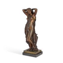 A LARGE BRONZE FIGURAL OF A CLASSICAL MAIDEN