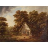 ATTRIBUTED TO JOSEPH THORS (1835-1884) COUNTRY COTTAGE IN THE WOODS